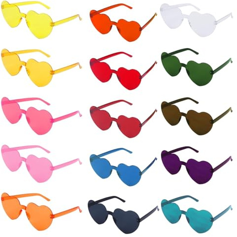 Minnhua 15 Pares Gafas Corazones Fiesta Niños y Adultos Gafas de Fiesta Divertidas Gafas Despedida de Soltera Gafas de Disfraz Divertidas para Fiesta de Cumpleaños Disfraces Festival