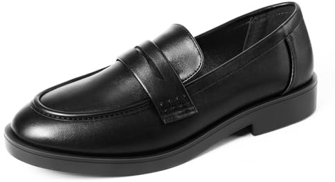 MUSSHOE Penny Loafers for Women Classic Casual Shoes Comfort Womens Slip-ons Business Lightweight Work Flats Black 7