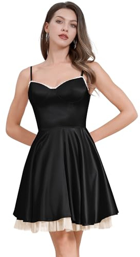OMEWEE Robe Femme Corset avec Imprimé Floral Robe Spaghetti Bretelles Robe Boho Mini Fluide Fente Bustier pour Femme A Ligne Robe de Plage Robe Vacances Robe d'Eté, Noir , XL