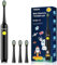 Cepillo Electrico Infantil para 3-5-6-12 años, Recargable Cepillo Electrico Niño Temporizador de 2 Min, 3 Modos, Cepillo Dientes Infantil con 4 Cabezal de Recambio y Divertidas Pegatinas DIY (Negro)