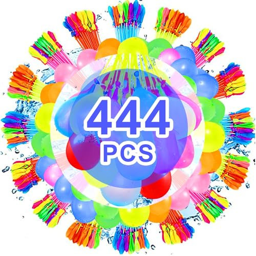 STFYUG 444 bombas de agua con cierre automático, globos de agua coloridos con conector de 4 grifos, llenado rápido en 60 segundos