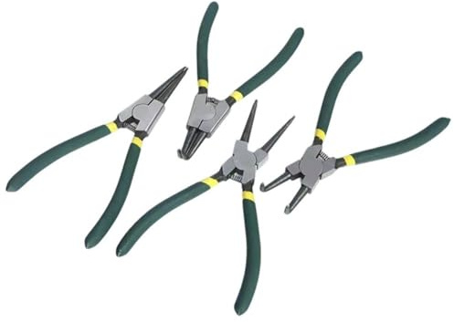 Ymxygz säkringsringstång, 4 delar, 17,8 cm, invändigt/utomhus säkringsringstång set rak/böjd käke, precisionfjädertång för att hålla ringborttagare