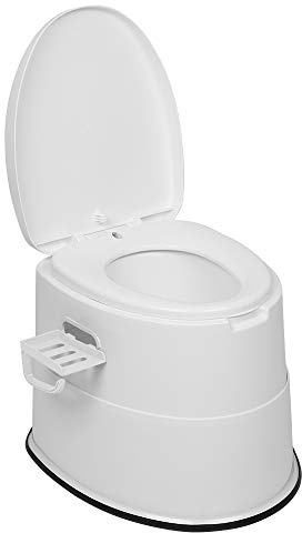 BreezTerra Toilette de camping portable en plastique, toilettes de voyage mobiles avec seau de transport et support de papier toilette, léger pour camping, intérieur et extérieur