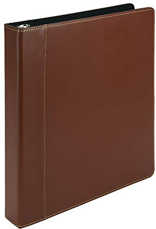 Samsill 1 Inch 3 Ring Binder, Leather, Brown with Contrast Stitching, 8.5X 11 Inch, 3 Rings, Notebook Binder, Portfolio Organizer, Planner, Journal