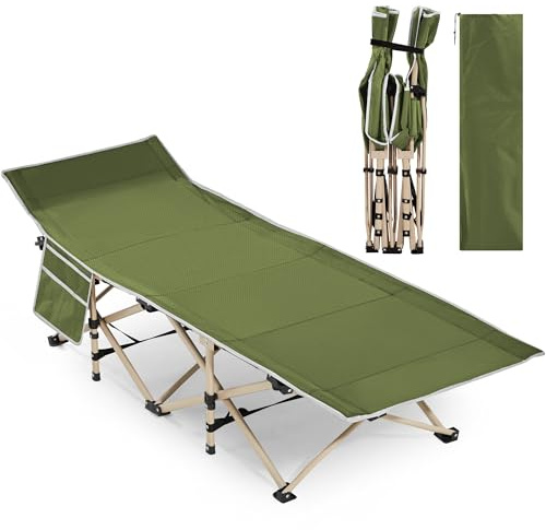 Yaheetech Folding Camping Cot with Carry Bag, Easy Set Up, Army green