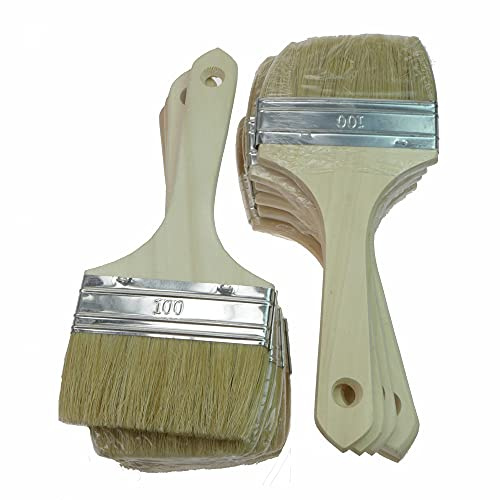 ROTIX Pennello piatto da 10 cm per vernice protettiva per legno, primer adesivo, pennello da pittore, 100 mm (12)