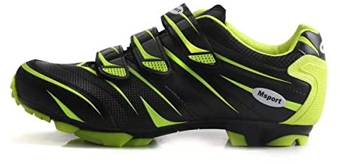 Msport Chaussures de Cyclisme VTT Professionnel Respirant Antidérapant Compatible Pédales SPD pour Homme/Femme - Vert 37 EU