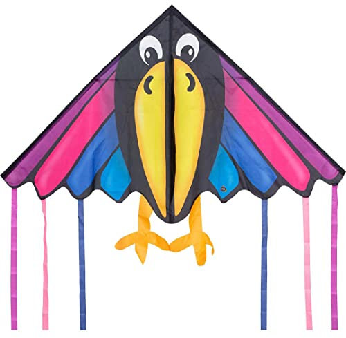 HQ Design - Delta 140cm, Kinderdrachen Flugdrachen Einleiner Drachen zum steigen Lassen, wenig Wind ab 5 Jahren, inkl. 17kp Polyesterschnur 40m auf Spule, 2-5 Bft (Charly)