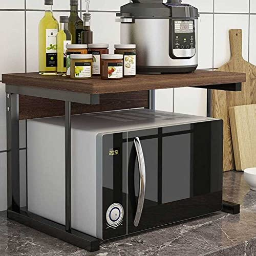 BAKAJI Étagère de Rangement pour Micro-Ondes, Structure en métal, avec étagère en Bois, MDF, Organisateur pour Outils de Cuisine, Design Moderne, Dimensions 54 x 35 x 35 x 35 cm (nois)