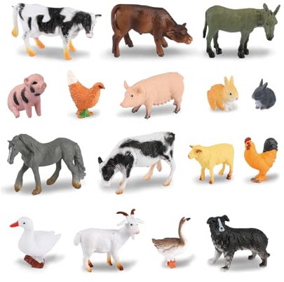 OOTSR 16 Piezas Figuras de Animales de la Granja - Conjunto de Animales de Granero Juguetes de Aprendizaje para Niños de 3 Años en Adelante Regalos Educativos para Niñas