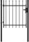 Tidyard Fence Gate Single Door with Arched Roof (or Spike Roof) Outdoor Garden Yard Patio Entrance Way Door Security Barrier Steel 1x1 m Black
