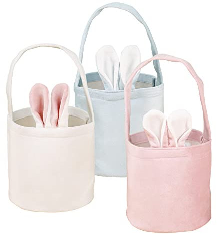 3 Stück Osterkorb Kinder mit Henkel, Osterkörbchen Osterhasen, Osternester zum Befüllen, Osternest Basteln Hase, Körbchen Ostern, Oster Geschenktüten, Osterdeko Osterkörbe Bastelsachen Deko Farbe (A)