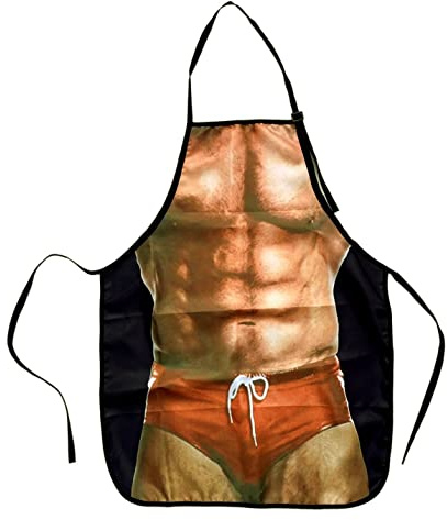 CHAMP Sexy Muskelmann in Slips, Neuheit Erwachsene lustige Schürze Männer für Küche BBQ Party, Geburtstagsfeier urkomisches Streiche Geschenk Witz für Ihn, lustige Junggesellenabschied Dekoration