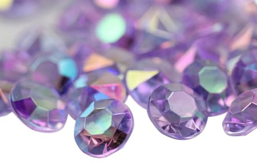 Allstarco 50PCS 20mm Purple Lilac 25 Carats Acrylic Diamond Confetti AB Coating for Table Scatter Wedding Decorations Vase Fillers