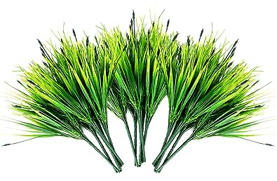 QWORK® 18 buntar konstgräs konstgjorda växter dekoration grön UV-resistent för inomhus utomhus hus kontor (30–40 cm)
