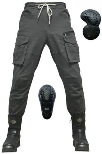 HOMDECR Herren Motorradhose,Motorradjeans Motorrad Hose Mit 2 Paar Protektoren An Hüfte Und KnieAbnehmbare Schutzhose, Atmungsaktivem, Verschleißfestem (Grau,4XL)