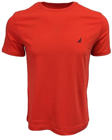 Nautica Men's Short Sleeve Solid Crew Neck T-Shirt, Sunrise Red, Large