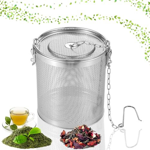 Vastsea Passoire à thé en Acier Inoxydable, Filtre à Épices,Filtre à thé en Acier Inoxydable avec Crochet à Chaîne, pour thé en Vrac et Épices (12 cm/4,72 pouces)