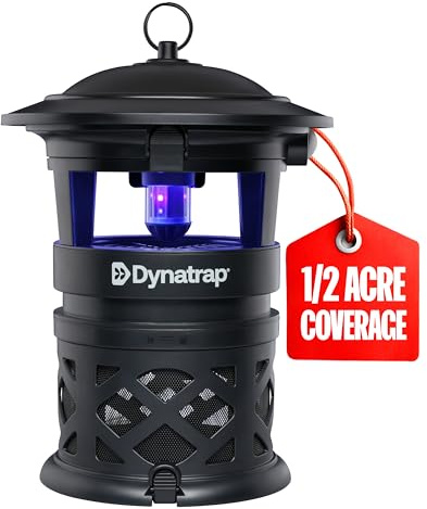 Dynatrap DT1130SR 1/2 Acre Mosquito & Flying Insect Outdoor Trap and Killer – Kills Mosquitoes, Flies, Wasps, Gnats, & Other Flying Insects - Bug Zapper Alternative – Black