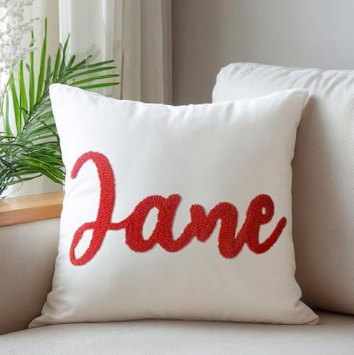 Wucidici Cuscino con Nome Ricamato Personalizzato, Fodera per Cuscini Personalizzata con Testo per Bambini, Fodera per Cuscino con Monogramma Regalo per Mamma Ragazza Compleanno 40X40cm
