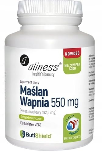 Aliness - Kalziumbutyrat - 550 mg pro Kapsel - Buttersäure - Natriumfrei - Glutenfrei - Laktosefrei - Vegan - 100 Tabletten