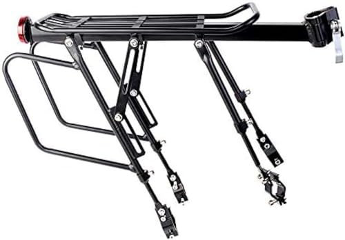 Fahrrad-Heckträger, Verstellbarer Fahrrad-Gepäckträger für den Rücksitz mit Reflektor, Kapazität 100 kg, Fahrradzubehör, Ausrüstungshalterung/A/