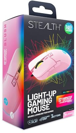 STEALTH Pastel Pink LED Light-Up 7-Button Gaming Mouse - Compatible with Gaming Consoles & PC, XP-RGBPM-V1-BSH