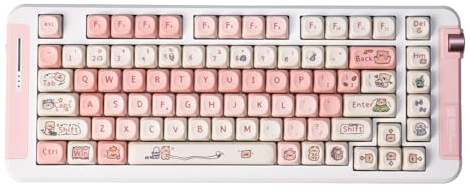 Keycaps 75 percent-PBT MOA Profile Keycap, Cute Pink Pig Custom Keyboard Keycaps DYE-SUB 131 Keys Set for Cherry MX Switches Alice Mechanical Keyboard