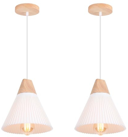 LIGKIN Lot de 2 Suspension Luminaire Moderne Lustre Creatif Abat-jour Acrylique Lampe suspendue E27 Luminaire Plafonnier Ajustable pour Salon Chambre Salle à manger, Ø22CM