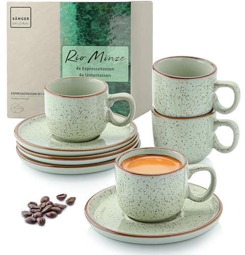 SÄNGER Rio Minze Espressotassen Set 8 teilig, Tassen Set 4 Personen