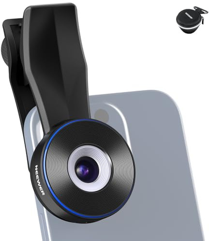 NEEWER Lot de 45 Mini lentilles de Microscope de Poche avec Filetage de 17 mm, 2 lumières LED de luminosité, Observation microscopique du Monde, câble USB C, Compatible avec iPhone Samsung, LS-32 Pro