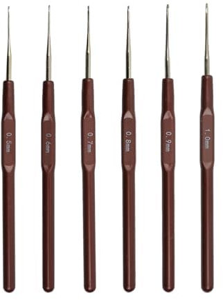6 Stück Häkelnadel Set Ergonomische Spitze Häkelnadeln Größe 0,5 mm bis 1,0 mm für Damen und Herren Bastelanfänger Häkelnadel Sets
