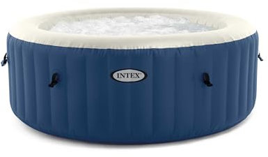 Intex 28486 - Idromassaggio Gonfiabile Rotondo PureSpa Bubble Blue, 4 Posti, 100 Getti, PVC, Multicolore, 180x66 cm