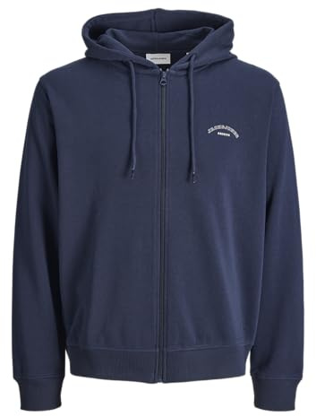 JACK & JONES Jjcollege logotyp sweat zip hood pls – plus size, marinblå blazer, 4XL