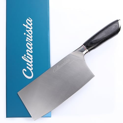 Culinarista Cleaver – Hackmesser mit 18 cm Klinge aus Edelstahl, Ebenholzgriff, scharfes Profi Küchenmesser für Fleisch, Gemüse, Kräuter, Knochen – Für Profis und Hobbyköche