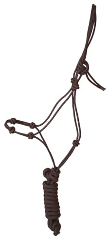 JF-Reitsport Set di cavezza con 4 nodi, cavezza per corda da 280 cm, taglia piena (marrone)