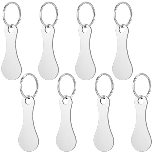 Sibba 8 PCS Stainless Steel Shopping Cart Trolley Tokens Mini Key Ring Unisex Portable Metal Keychain Token Keyrings Small Keychain for Men Women Grocery Shopping Cart