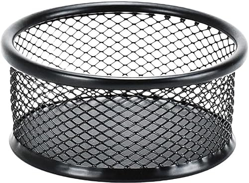 Zcccc Organiseur de bureau en maille métallique noire – Support multifonction pour fournitures de bureau et scolaires, distributeur de trombones/classeur avec base antidérapante (bureau à domicile