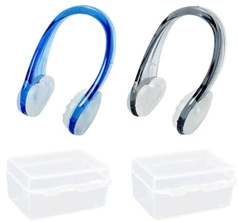 2 Pack Silicone Nose Clips,Waterproof Swim Nose Grip for Unisex Swimming Nose Protectors, Kids Nose Clip for Swimming,Nose Plugs for Swimming Kids, Nose Clips Swimming Kids(Black and Blue)