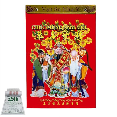 2026 Vietnamese Daily Calendar,Zodiac Horse Feng Shui Hanging Daily Wall Calendar, Spring Festival Lunar New Year Mounted Calendars for Year of The Horse Asian Lịch Việt Nam