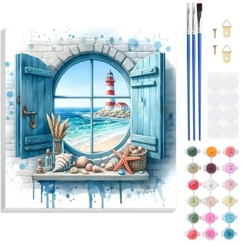 TLIOBLO été Peinture par Numéros avec Cadre pour Adulte, DIY Animal Peinture pour Adultes Enfants Débutants Facile sur Toile avec Peintures et Pinceaux, Décor Maison Cadeaux 30x30cm