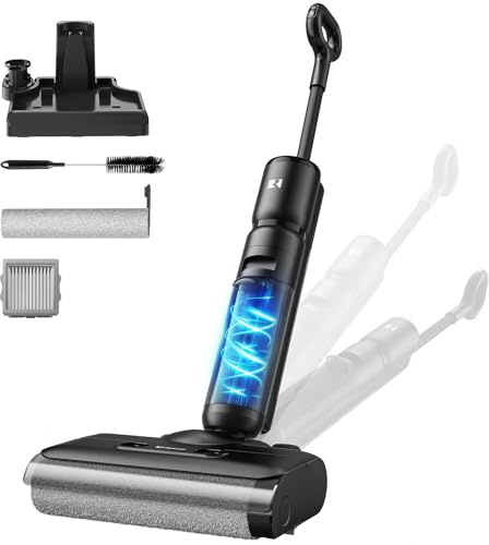 Redkey W13SE Nass Trockensauger Akku, 75Mins Max, 23KPa kabelloser Staubsauger mit Wischfunktion, Selbstreinigung, Dual-Wassertank, LED Spracherinnerung, Geeignet für Hartböden, Tierhaare
