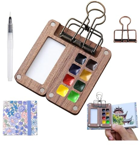 Akfldms de Pintura de Viaje, Paquete de de Pintura para Viajar, Mini de Pintura de Acuarela para Viaje con Clip, para Viajes