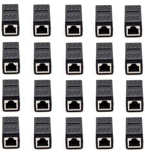 YOQXHY RJ45 Cat5 Couplers, (20 Pack) in Line Coupler Cat5 Cat5e Cat6 Cat7 Ethernet Cable 8P8C Extender Adapter Female to Female, Black