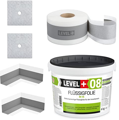 Juego de bandas impermeables (4 kg, 2 esquinas interiores, 2 manguitos de pared, 5 m de cinta de sellado, juego de juntas para ducha o baño)