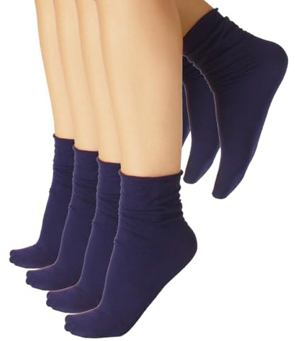 CALZITALY PACK 4/5 PAIA Calze Taglio Vivo, Calze senza Bordo Elastico, Calzini Opachi, Calzini Rombi, Gambaletti Donna | Verde, Blu, Naturale, Nero | Made in Italy (Taglia unica, 4 Paia Navy)