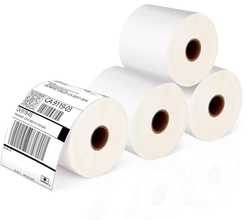 JADENS Thermal Shipping Labels 4x6-350 Labels(4 Rolls), Compatible with Rollo, Brother, Zebra and Most Thermal Printer, Perforated, Commercial Grade, Doesn't Compatible with Dymo