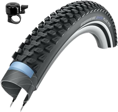 1 x Schwalbe Marathon Plus MTB Unplattbar Reifen mit Reflex 54-559 (26 x 2,10) inkl. Fahrradklingel