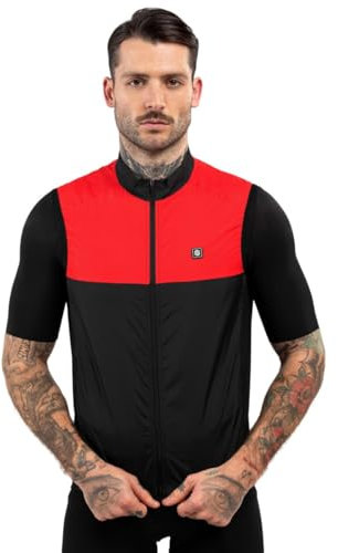 SIROKO - Winddichte Fahrradweste V1 Richmond - XL - Schwarz/Feuerrot