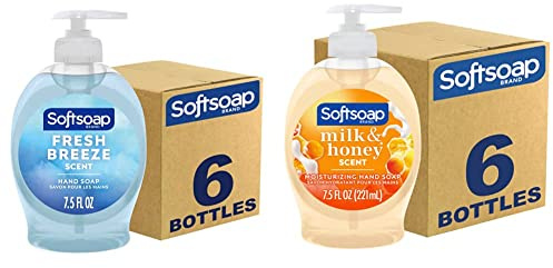 Softsoap Liquid Hand Soap Fresh Breeze (7.5 Fl Oz, Pack of 6) Moisturizing Liquid Hand Soap, Milk and Honey (7.5 Fl Oz, Pack of 6)